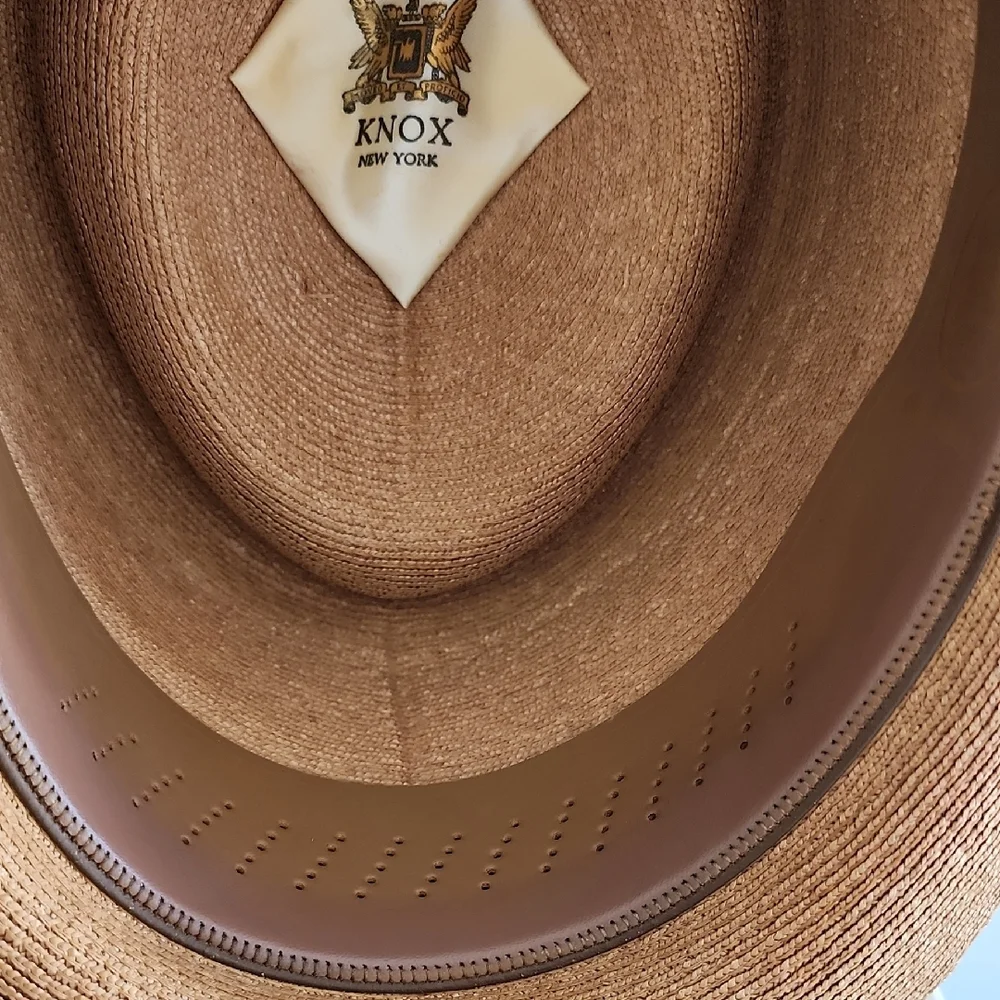 Knox New York Tan and Fedora Hat With Blue Ribbon Size 7 3/8